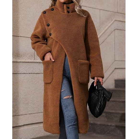 . Jackets & Blazers - brown teddy faux fur coat jacket